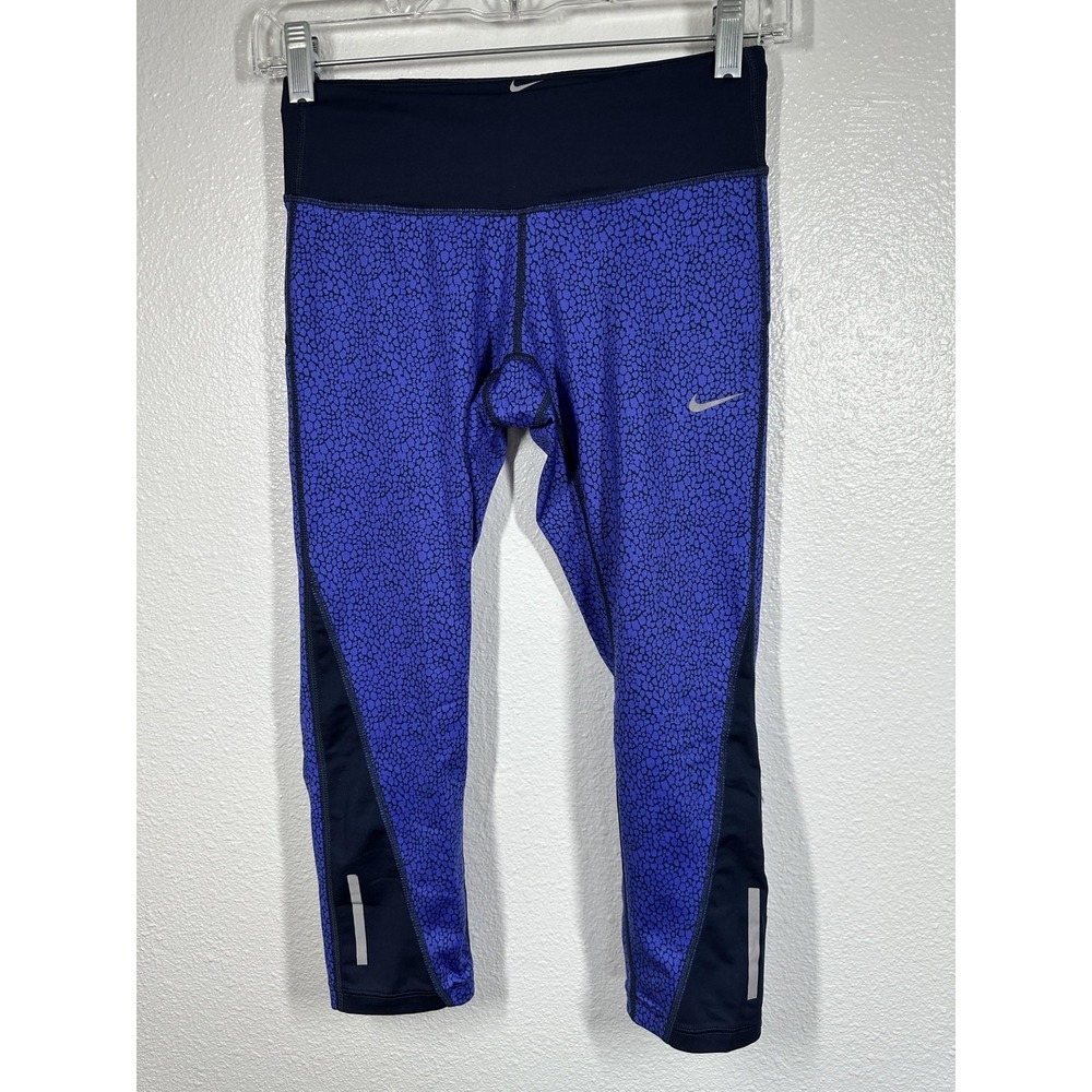 Nike Dri-FIT Pants Womens XS Crop‎ Running Leggings Reflective Pocket Athletic